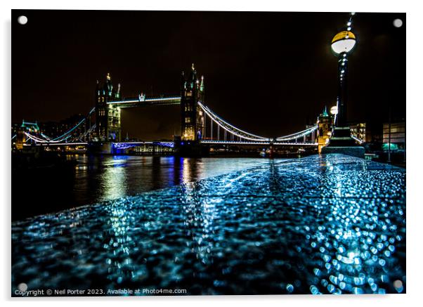 Riverside Raindrops Acrylic by Neil Porter