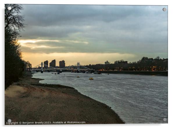 River Thames Acrylic by Benjamin Brewty