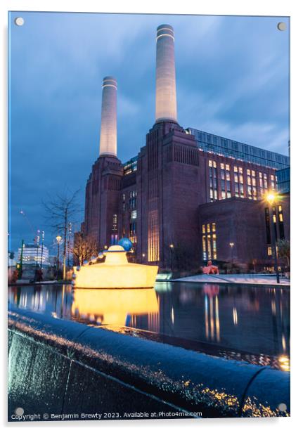 Battersea Power Station Long Exposure  Acrylic by Benjamin Brewty