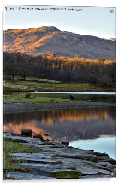 Last light At RydalWater. Acrylic by Jason Connolly