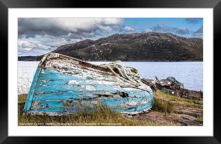 Old Boat At Loch Torridon. Framed Mounted Print by John Godfrey Photography