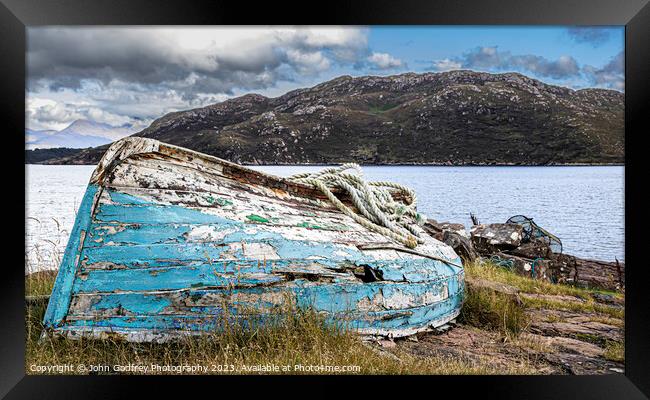 Old Boat At Loch Torridon. Framed Print by John Godfrey Photography