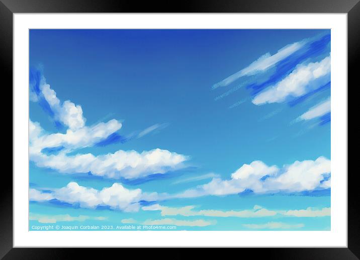 Beautiful pictorial sky of azure blue for background of illustra Framed Mounted Print by Joaquin Corbalan