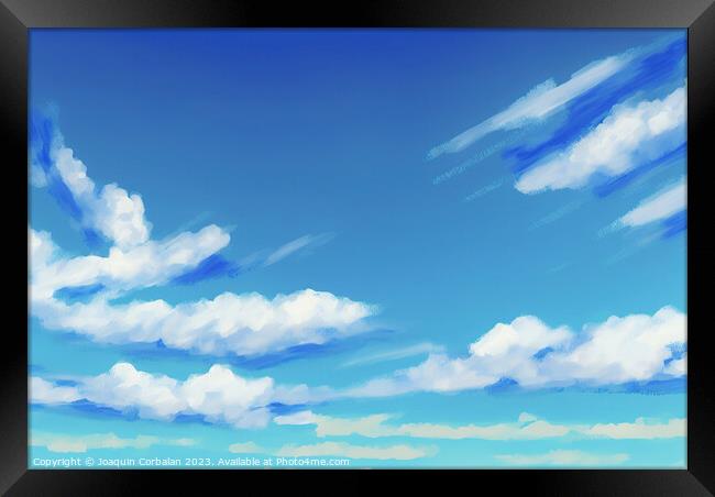 Beautiful pictorial sky of azure blue for background of illustra Framed Print by Joaquin Corbalan