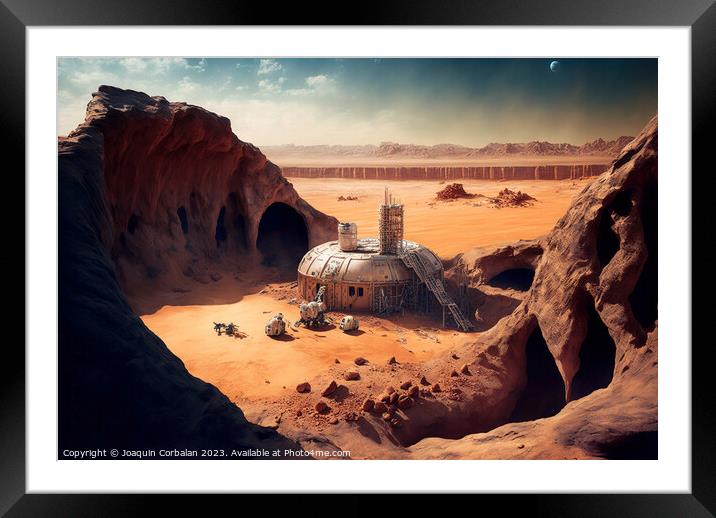 Conceptual illustration of a mining extraction on  Framed Mounted Print by Joaquin Corbalan