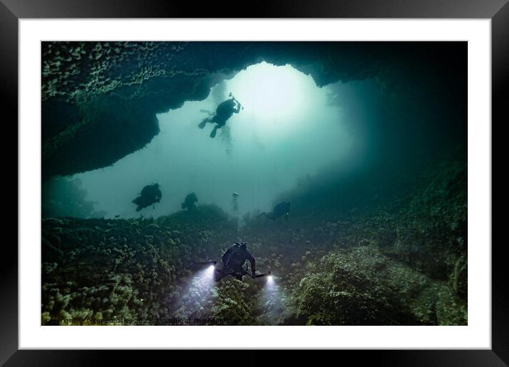 Sula Sgeir Underwater cave Framed Mounted Print by Peter Bardsley