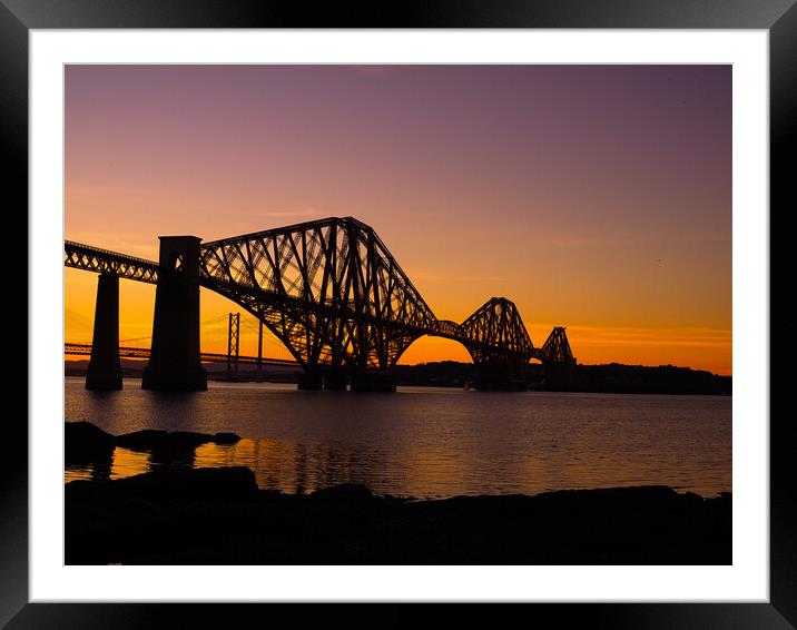 Sunset behind Forth Rail Bridge Framed Mounted Print by Emma Dickson