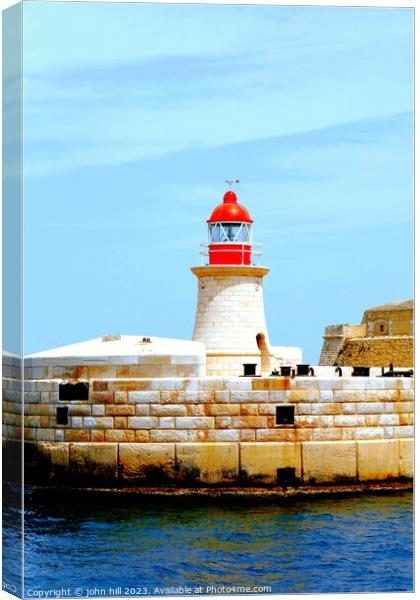 Ricasoli Lighthouse, Grand Harbour, Malta. Canvas Print by john hill