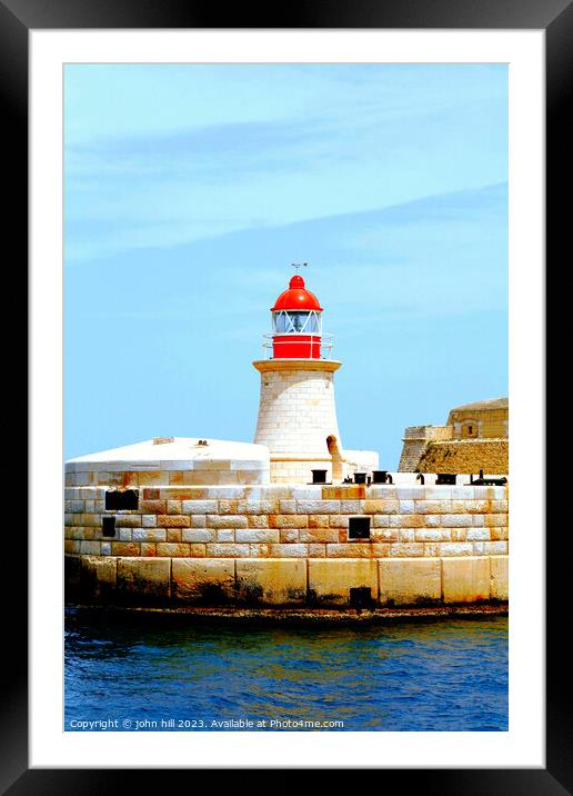 Ricasoli Lighthouse, Grand Harbour, Malta. Framed Mounted Print by john hill