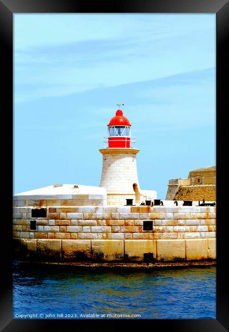 Ricasoli Lighthouse, Grand Harbour, Malta. Framed Print by john hill