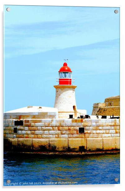 Ricasoli Lighthouse, Grand Harbour, Malta. Acrylic by john hill