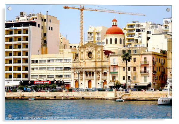 Silema, Malta. Acrylic by john hill
