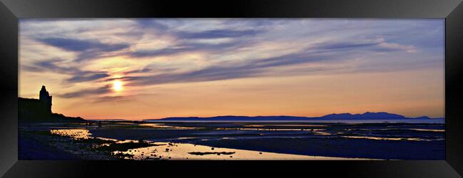 Greenan castle and Isle of Arran at sunset Framed Print by Allan Durward Photography