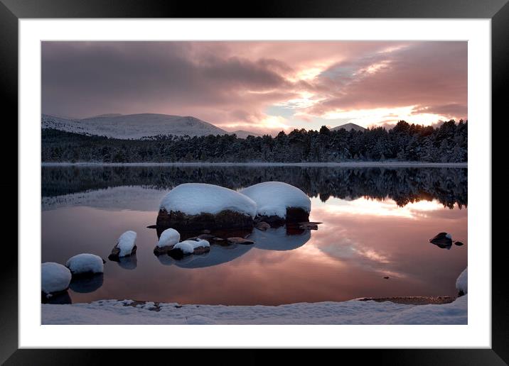 Outdoor Sunset on Loch Morlich Aviemore Framed Mounted Print by Tony Bishop