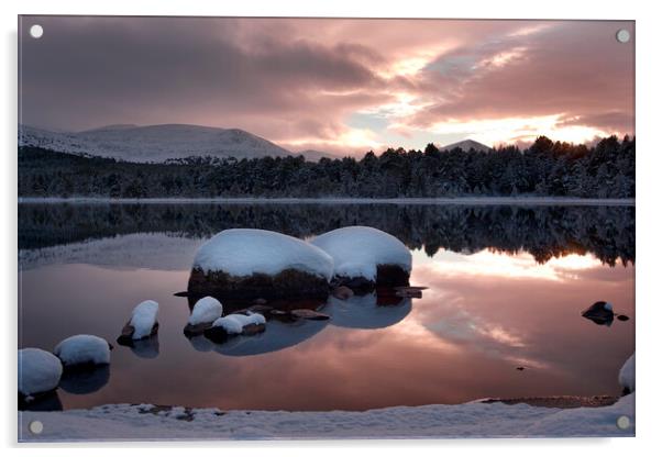 Outdoor Sunset on Loch Morlich Aviemore Acrylic by Tony Bishop