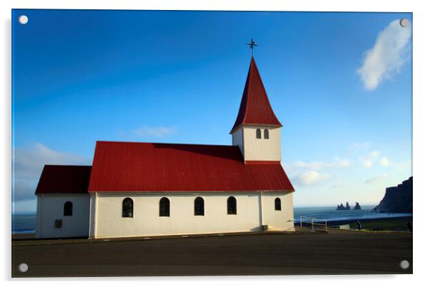 Vik Church Iceland Acrylic by Tony Bishop