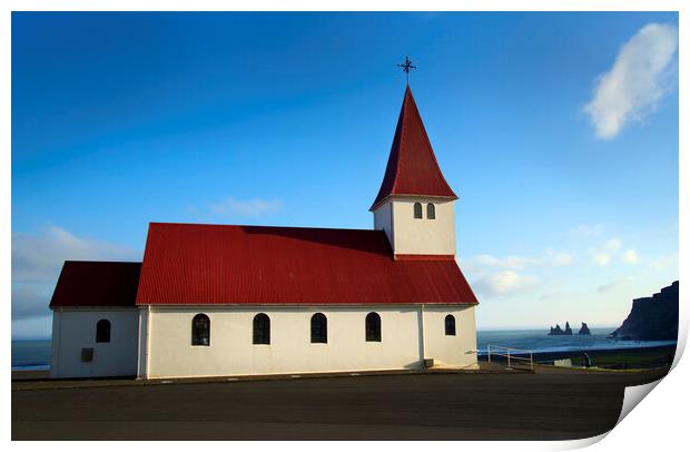 Vik Church Iceland Print by Tony Bishop