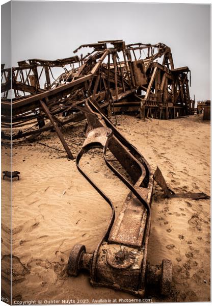 Rusted remains at Skeleton Coast Canvas Print by Gunter Nuyts