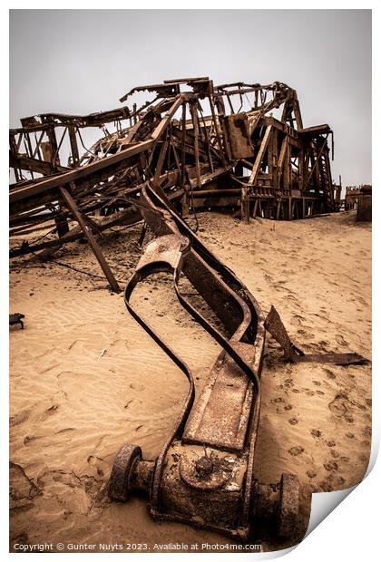 Rusted remains at Skeleton Coast Print by Gunter Nuyts