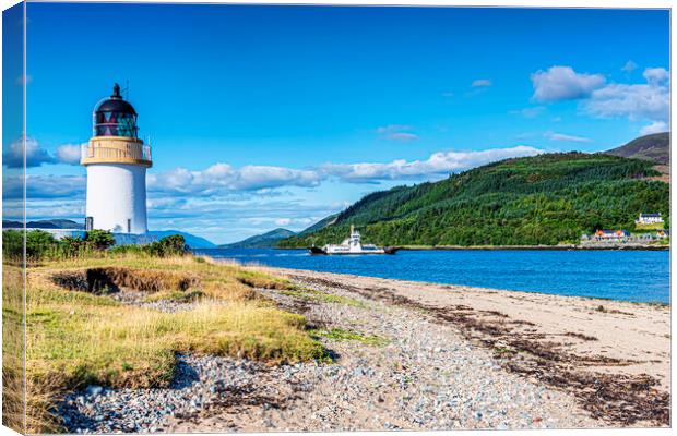 Corran Point Lighthouse  Canvas Print by Valerie Paterson