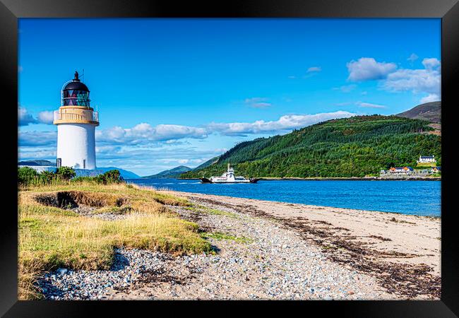 Corran Point Lighthouse  Framed Print by Valerie Paterson