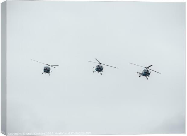 Three helicopters flying. Canvas Print by Cristi Croitoru