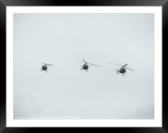 Three helicopters flying. Framed Mounted Print by Cristi Croitoru