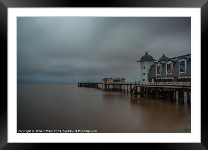 Dramatic Storm Clouds Engulf Penarth Pier Framed Mounted Print by Richard Perks
