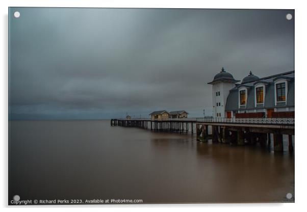 Dramatic Storm Clouds Engulf Penarth Pier Acrylic by Richard Perks