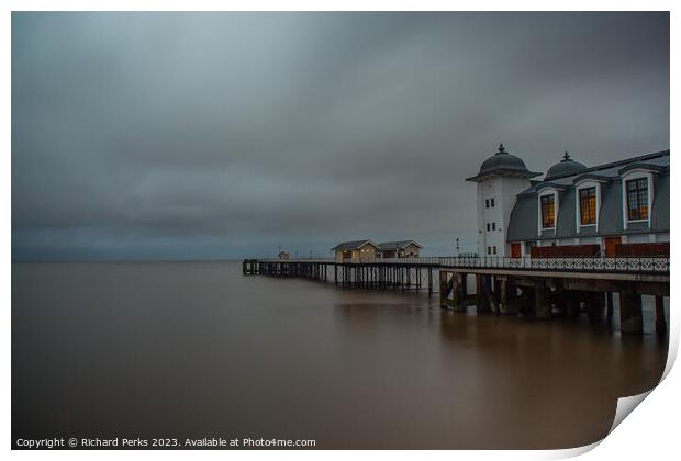 Dramatic Storm Clouds Engulf Penarth Pier Print by Richard Perks