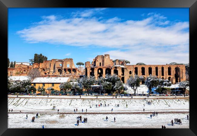 Rome, Italy 26th February 2018 Buran, a freezing wind from Siber Framed Print by Fabrizio Troiani