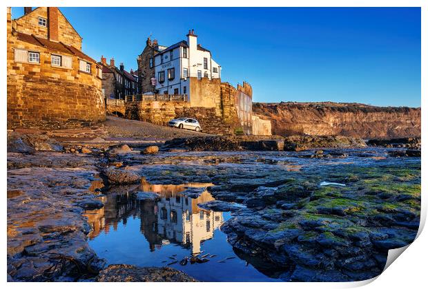 Captivating Reflections of Robin Hoods Bay Print by Tim Hill