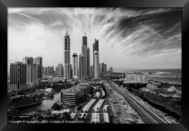 UAE Dubai Sheikh Zayed road skyscrapers offices condominiums  Framed Print by Spotmatik 
