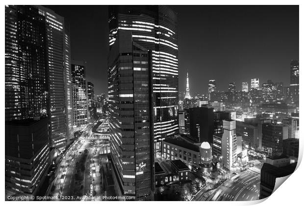 Tokyo Japan city travel illuminated night view skyscrapers  Print by Spotmatik 