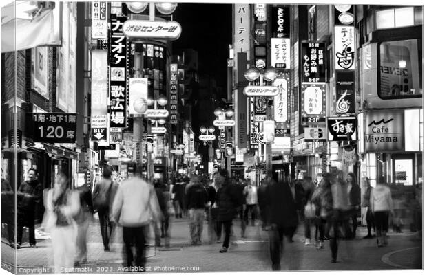 Tokyo Japan Illuminated night Motion blur Ginza Shibuya  Canvas Print by Spotmatik 