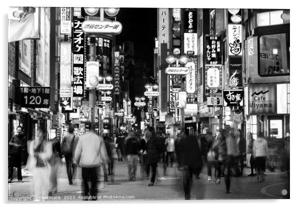 Tokyo Japan Illuminated night Motion blur Ginza Shibuya  Acrylic by Spotmatik 