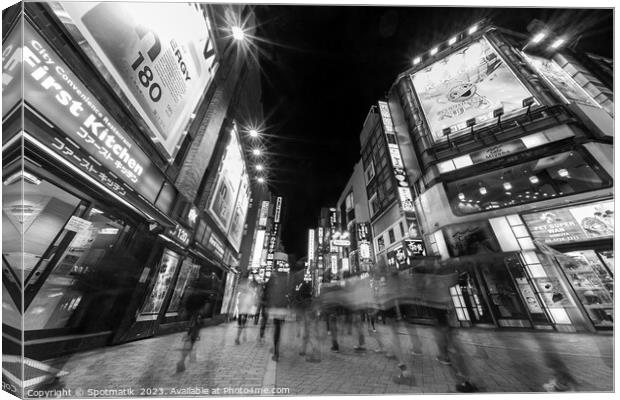 Tokyo Japan Illuminated night Motion blur Ginza Shibuya  Canvas Print by Spotmatik 