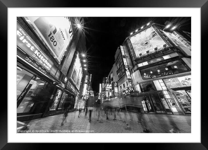 Tokyo Japan Illuminated night Motion blur Ginza Shibuya  Framed Mounted Print by Spotmatik 