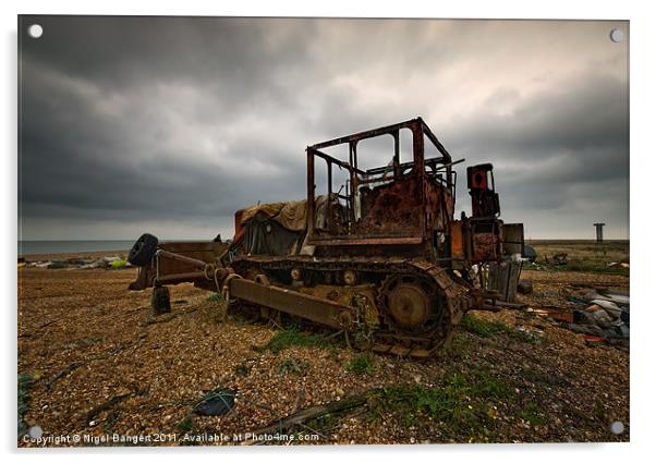 Bulldozer at Dungeness Acrylic by Nigel Bangert