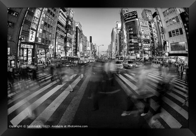 Tokyo Japan Ginza Shibuya district people pedestrian crossing  Framed Print by Spotmatik 
