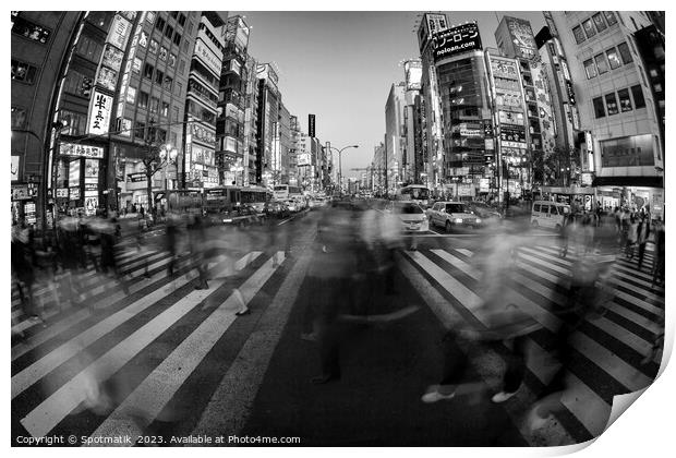 Tokyo Japan Ginza Shibuya district people pedestrian crossing  Print by Spotmatik 