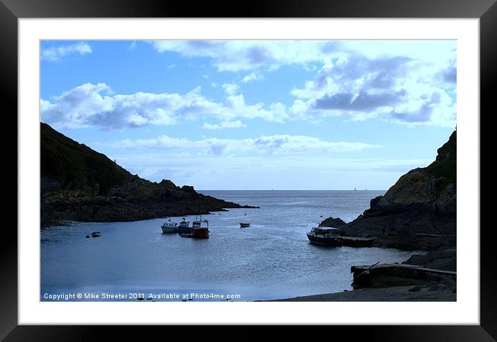 Polperro Harbour Entrance Framed Mounted Print by Mike Streeter