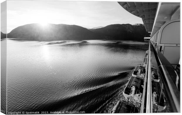 Sunset view lifeboats from balcony cabin Cruise ship  Canvas Print by Spotmatik 