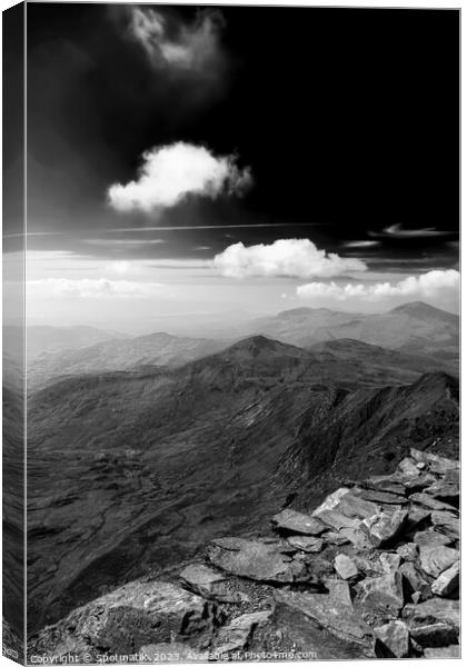 Snowdon Wales remote scenic sunlight mountain view Europe Canvas Print by Spotmatik 