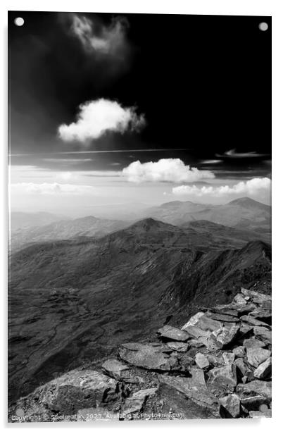 Snowdon Wales remote scenic sunlight mountain view Europe Acrylic by Spotmatik 