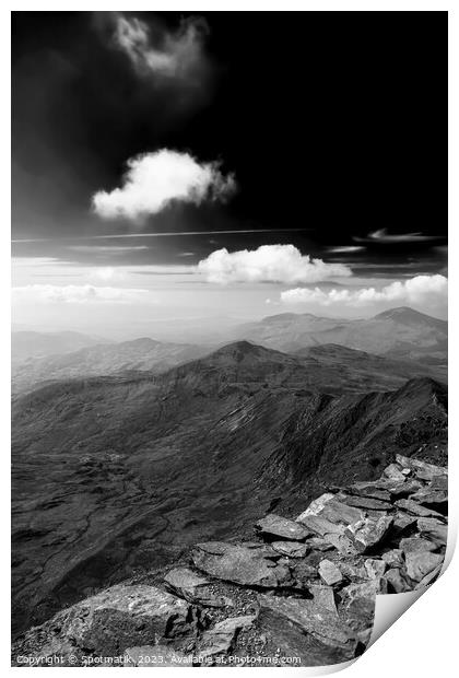 Snowdon Wales remote scenic sunlight mountain view Europe Print by Spotmatik 