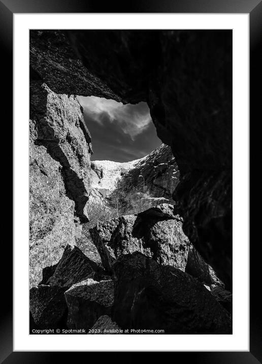 Norway scenic view of ice glacier in summer  Framed Mounted Print by Spotmatik 