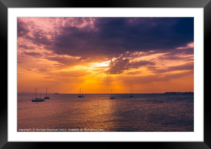 Sunset, Playa Blanca, Lanzarote Framed Mounted Print by Michael Shannon