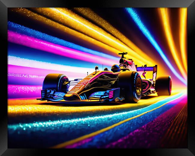 Psychedelic Hyperspeed Race Framed Print by Roger Mechan