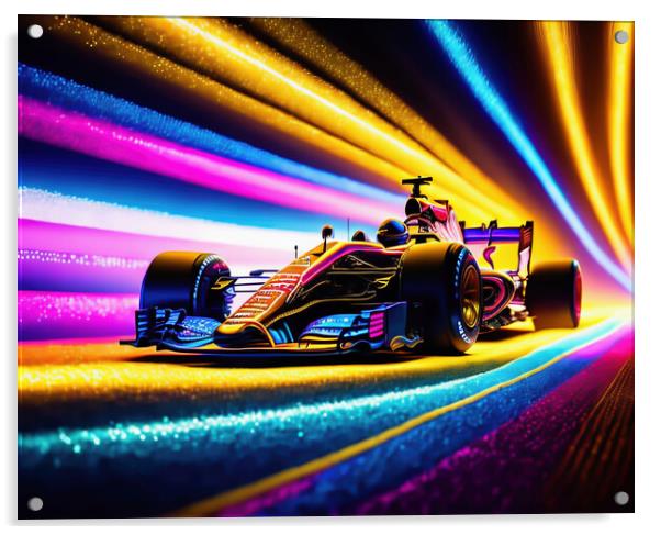 Psychedelic Hyperspeed Race Acrylic by Roger Mechan